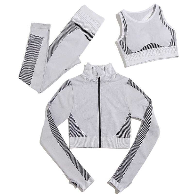 wholesale price High-Quality Luxury top-tier Custom 3-Piece Yoga Set Premium Fitness Suit for Womens Activewear
