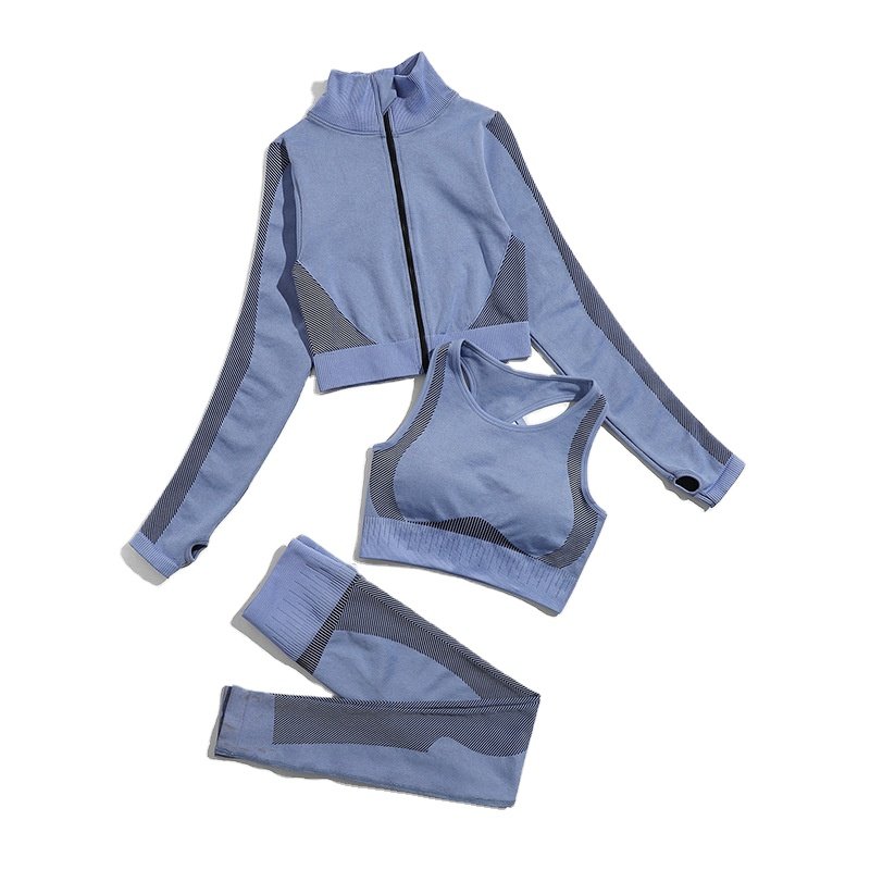 wholesale price High-Quality Luxury top-tier Custom 3-Piece Yoga Set Premium Fitness Suit for Womens Activewear