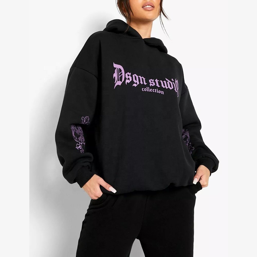 Hot sale new style cotton embroidery logo fleece shirts custom logo wholesale women's tracksuits Hoodies jogger sets