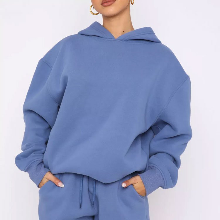 custom heavyweight streetwear drop shoulder blank hoodies and sweatpants fleece tracksuits oversized sweatsuit set women's sets