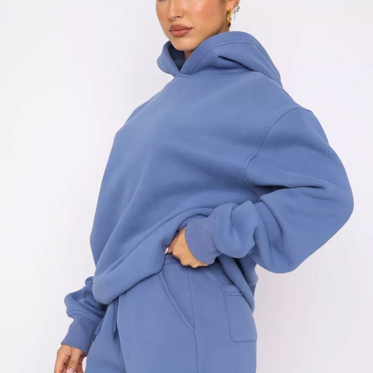 custom heavyweight streetwear drop shoulder blank hoodies and sweatpants fleece tracksuits oversized sweatsuit set women's sets