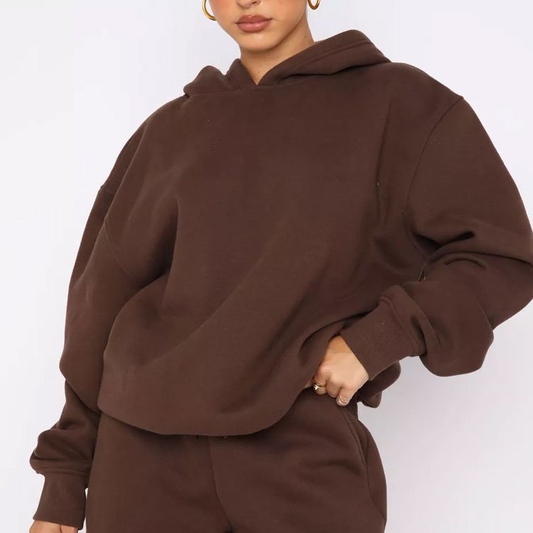 custom heavyweight streetwear drop shoulder blank hoodies and sweatpants fleece tracksuits oversized sweatsuit set women's sets