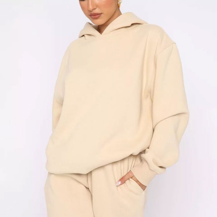 custom heavyweight streetwear drop shoulder blank hoodies and sweatpants fleece tracksuits oversized sweatsuit set women's sets