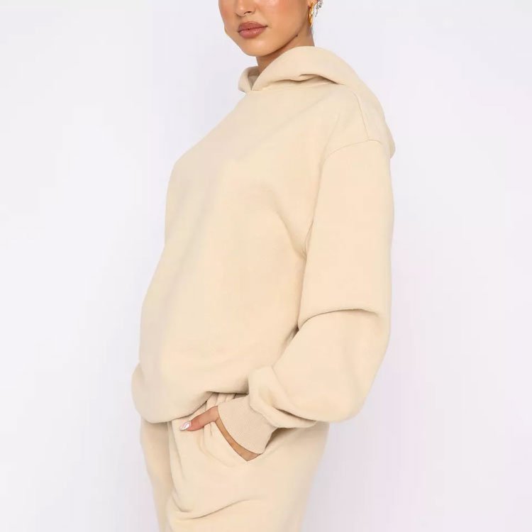 custom heavyweight streetwear drop shoulder blank hoodies and sweatpants fleece tracksuits oversized sweatsuit set women's sets