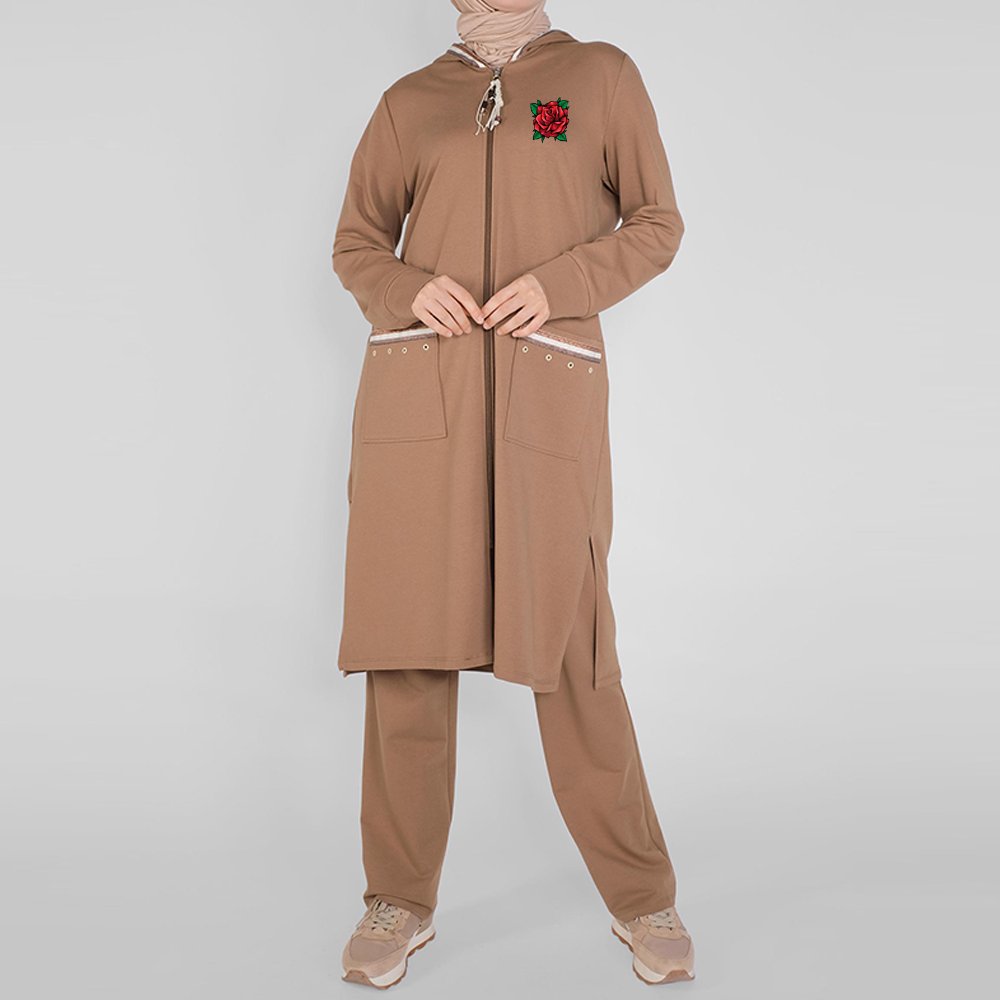 Muslim Sportswear Tracksuit Women Two Piece Set Sweatshirt Sweatpants Sports Wear Long Sleeve Arab Clothes