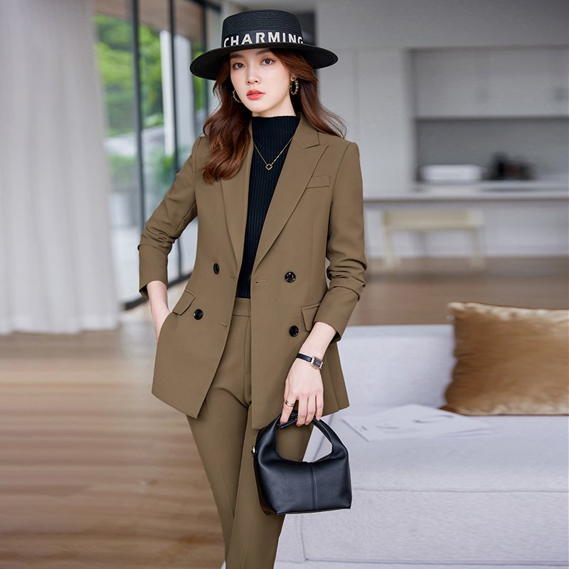 High quality women's business commuting jacket, fashionable casual suit, two-piece pants, office tailcoat set