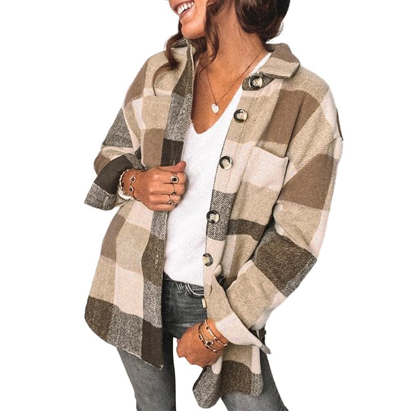 Winter jacket New arrivals thick women long sleeve tops plaid shirt plus size women's blouses & shirts