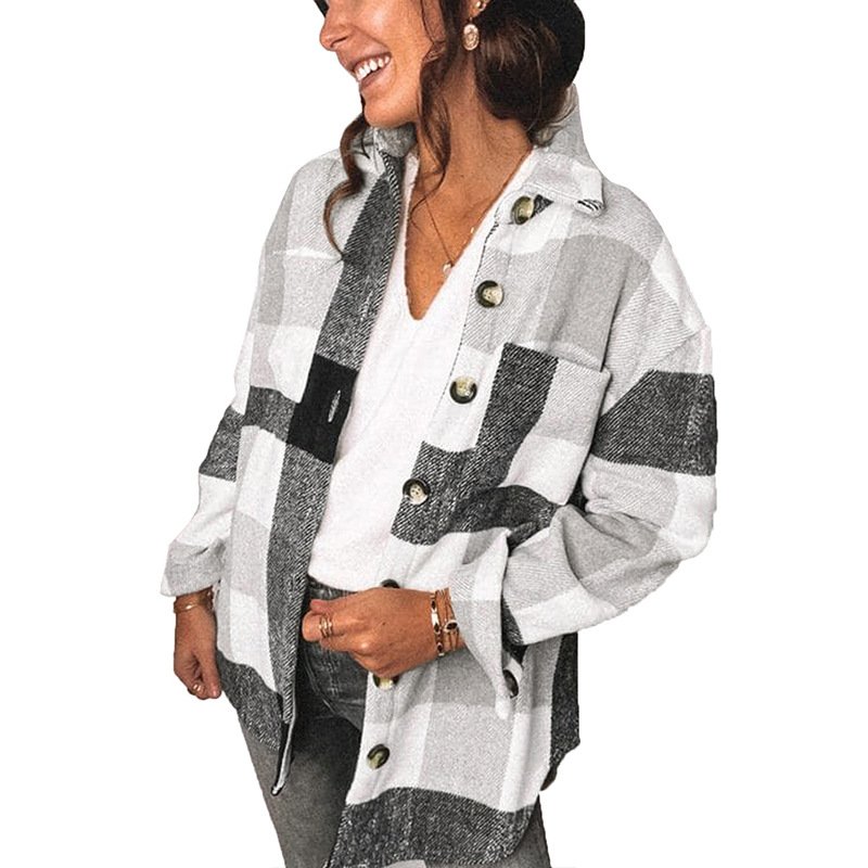 Winter jacket New arrivals thick women long sleeve tops plaid shirt plus size women's blouses & shirts