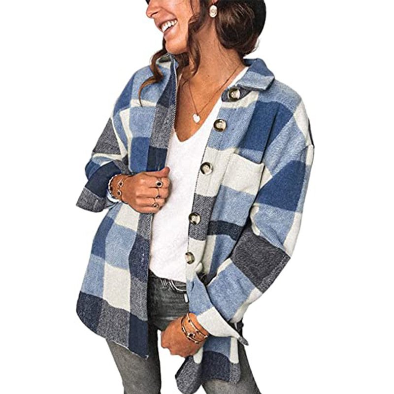 Winter jacket New arrivals thick women long sleeve tops plaid shirt plus size women's blouses & shirts