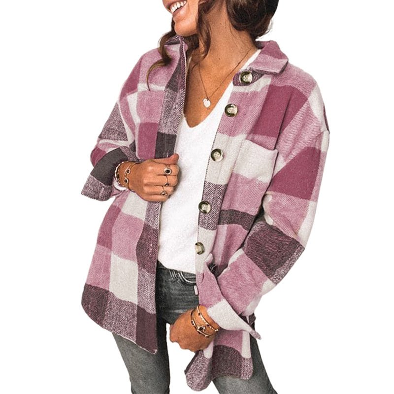 Winter jacket New arrivals thick women long sleeve tops plaid shirt plus size women's blouses & shirts
