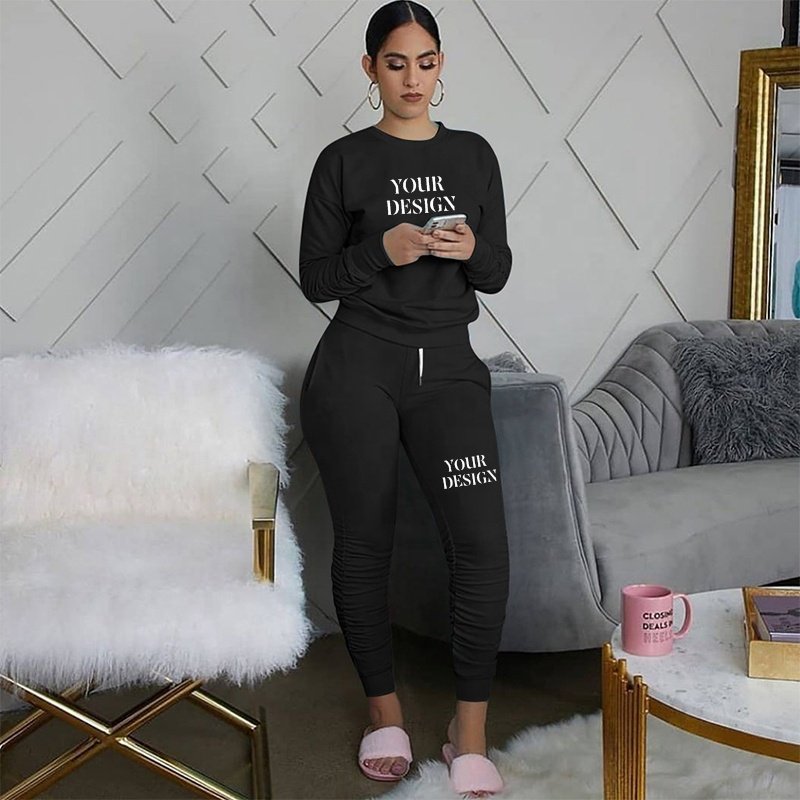 Wholesale Sets Womens Clothing High Quality Fall Womens Clothing Custom Logo Stacked Pants Set