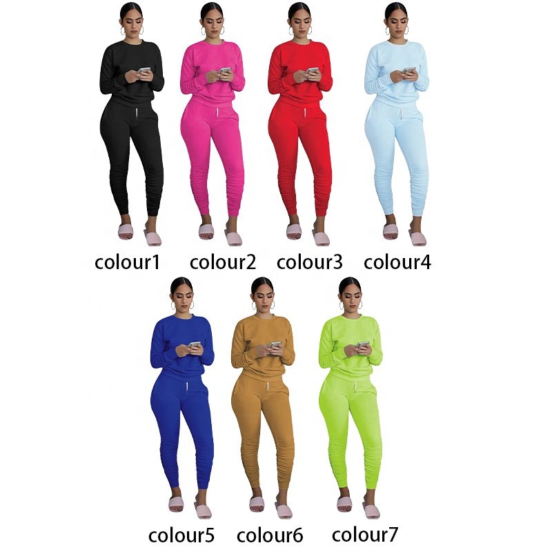 Wholesale Sets Womens Clothing High Quality Fall Womens Clothing Custom Logo Stacked Pants Set