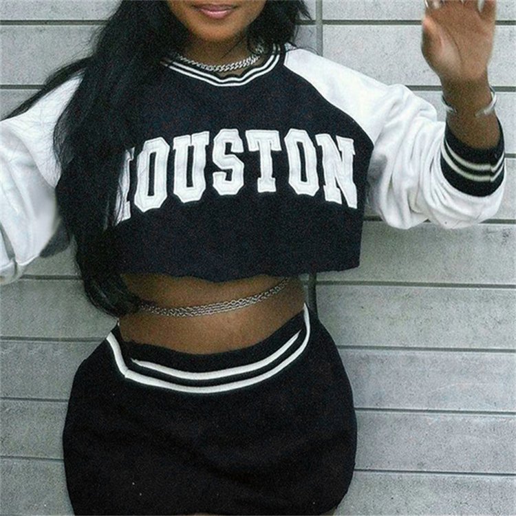 DG092281 Fall 2024 women clothes fashion baseball top and Skirt two-piece women's sets