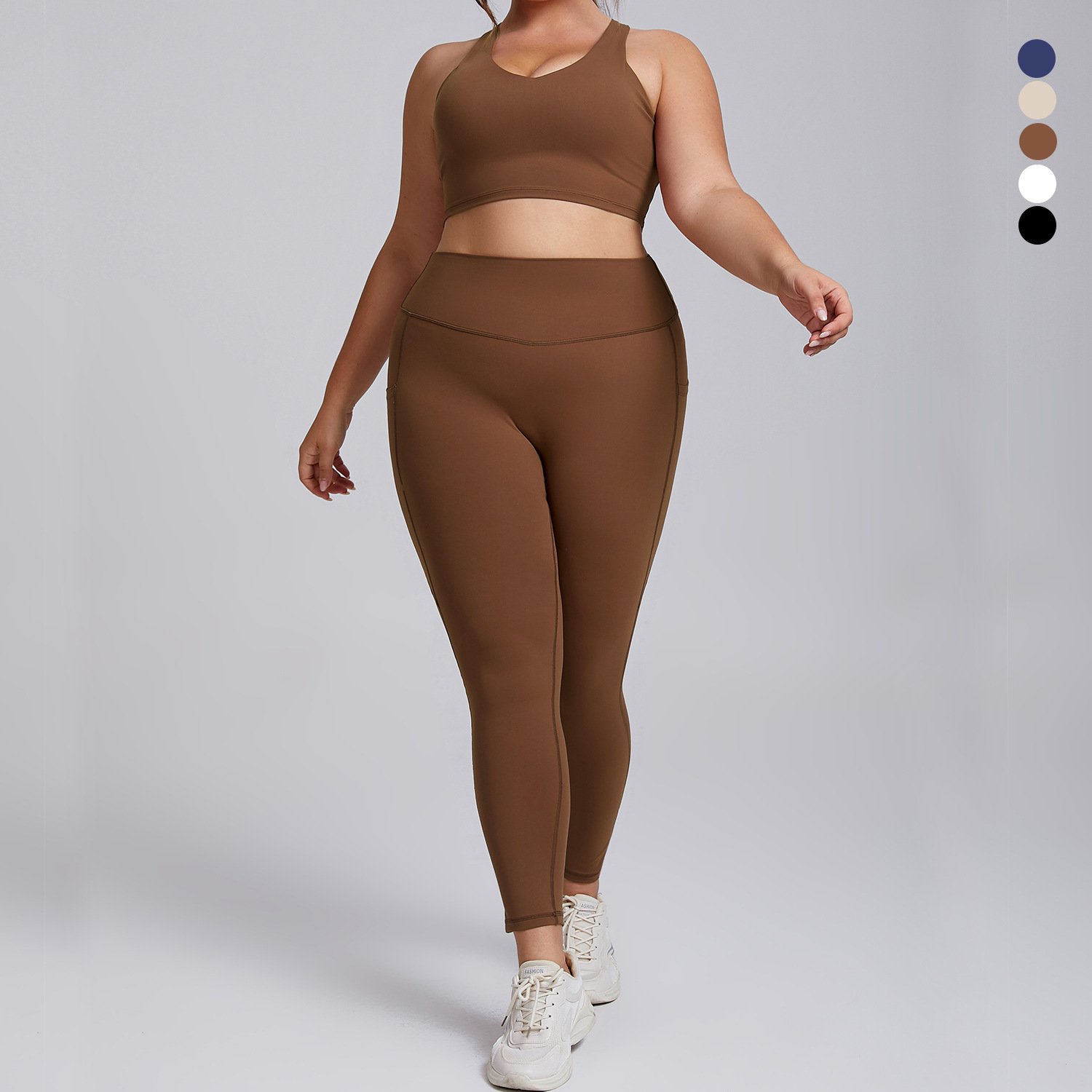 Women's Plus Size Summer High Waist Gym Fitness Yoga Sets Plus Size Two Piece Set