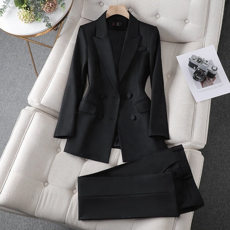 New Fashion Lapel V Neck Long Sleeve Casual Two Piece Blazer Suit Women Blazer Short Set Ladies Office Suits