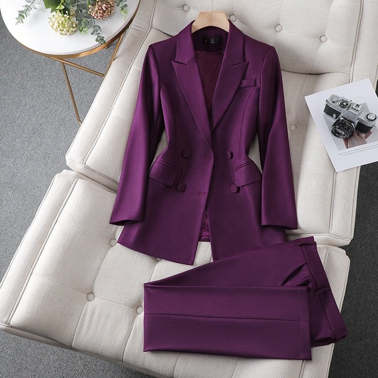 New Fashion Lapel V Neck Long Sleeve Casual Two Piece Blazer Suit Women Blazer Short Set Ladies Office Suits
