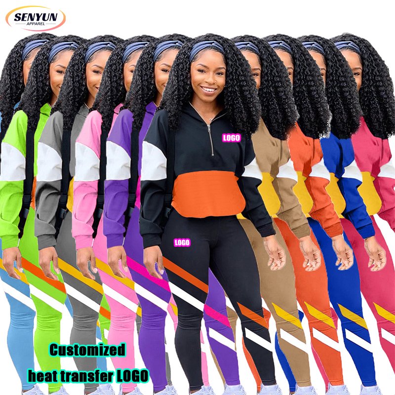 Factory Autumn Sexy Hot Girl Tracksuits Outfits Custom Embroidery Logo Leisure Sports 2 Piece Plus Size Streetwear Women'S Sets