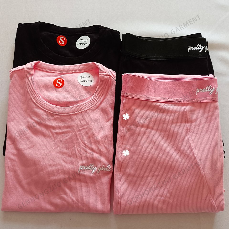 Custom Skin Body Basic Rib Fall 2024 Women Clothing Cotton Ribbed Shirt Leggings Lounge Wear Two Piece Loungewear Women's Sets