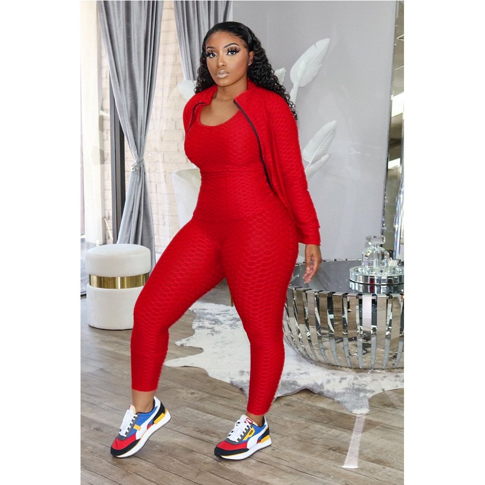 Wholesale Ladies Jacket + A Vest And Leggings Lose Weight 3 Piece Yoga Set Women Training Clothes 2021 Yoga Set