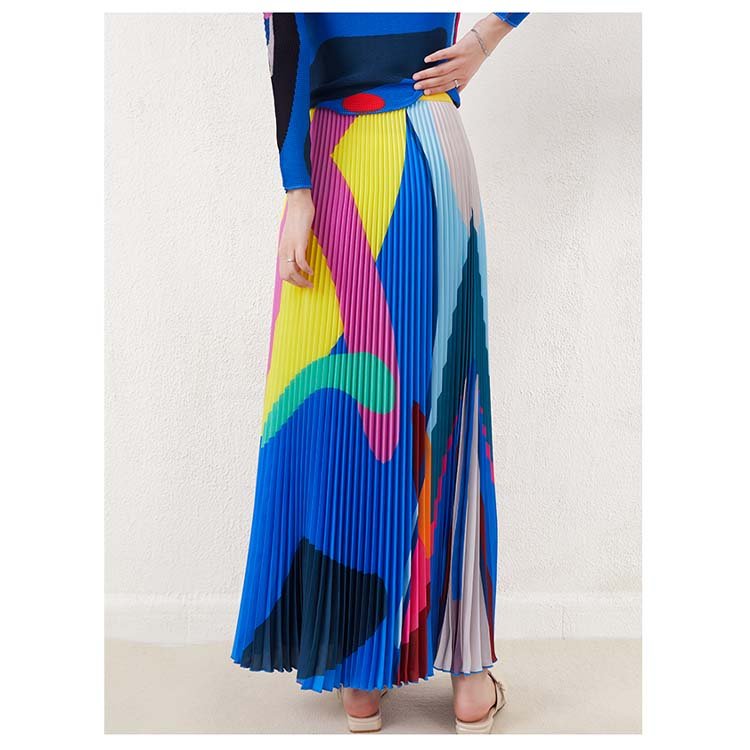 Miyake Pleated Women's Two-Piece Set Pleated Long-Sleeved Two-Piece Women's Sets And Women Skirt Set