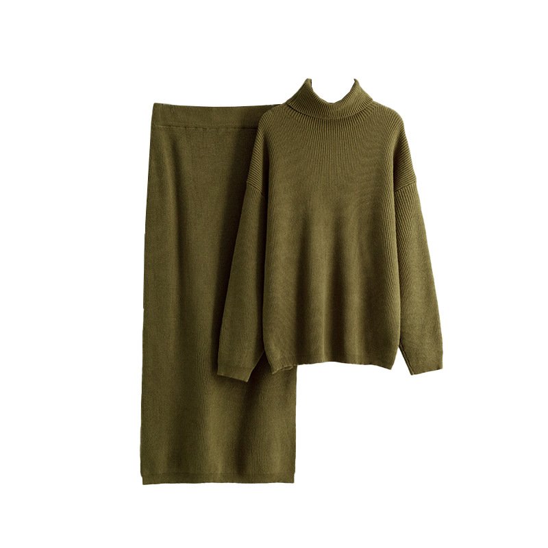 Boutique Wholesale 2024 Autumn New Fashion Pullover Sweater Solid Color Knitted Skirt Women's Set