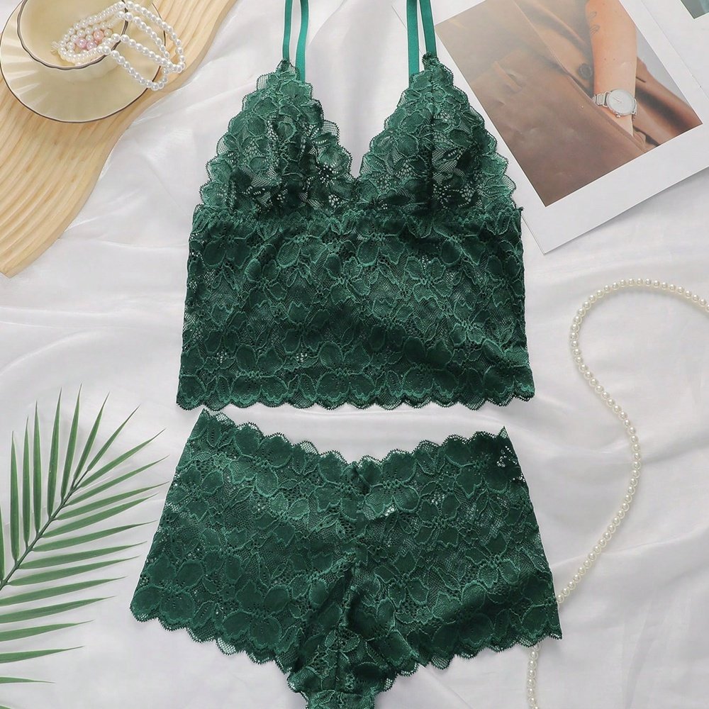 High Quality Breathable Women 2 Pieces Floral Lace Bra Set