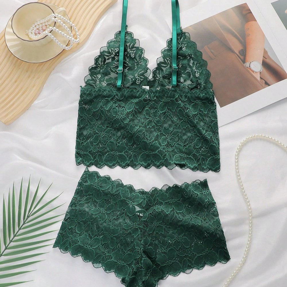 High Quality Breathable Women 2 Pieces Floral Lace Bra Set