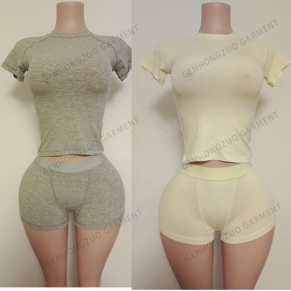 Clothing Manufacturers Raglan sleeves Flare Pants Yoga Sets Crop T Shirt Fold Over Short Outfit Women Loungewear Two PIece Set