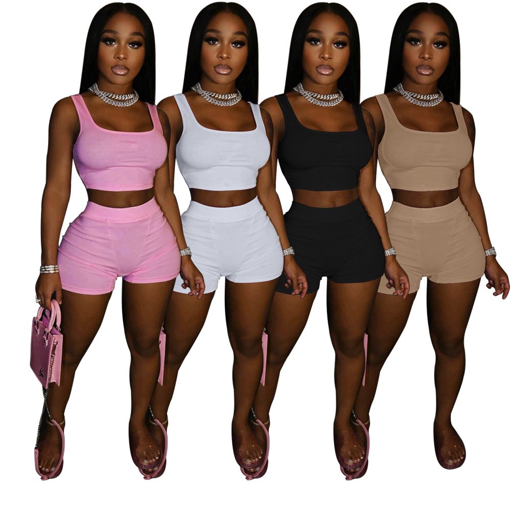 Custom Streetwear Women Clothing Women Sets Two Piece 2023 Summer Tank Top 2 Two Pieces Biker Ladies Shorts Set for Women