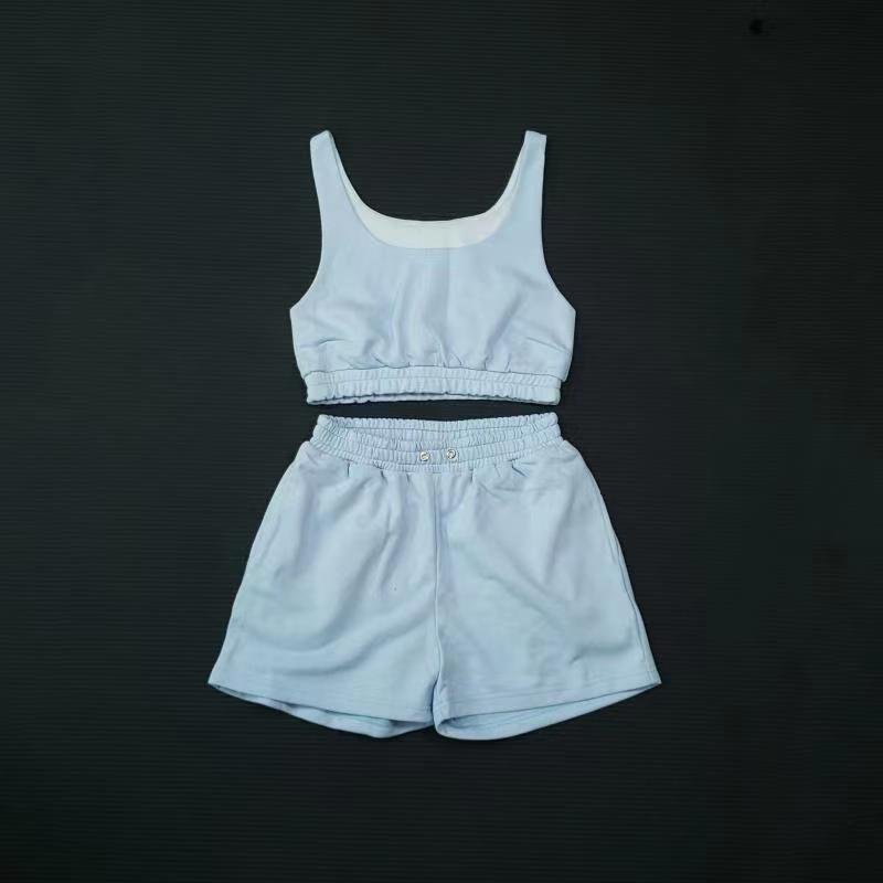 New Hot Summer Sleeveless Crop Top Set Women Skinny Tennis Two Piece Sports Wide Leg Plus Size Women's Short Sets