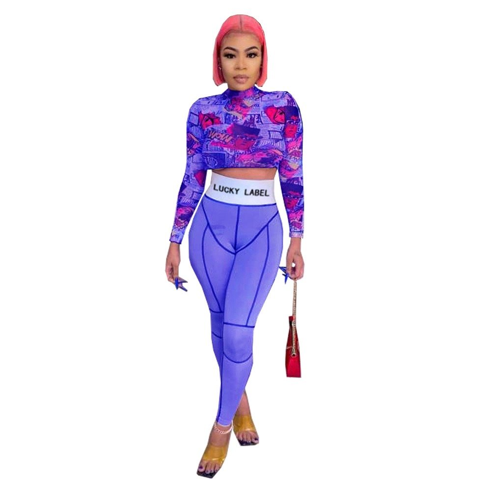 Sexy Printed Slim Fit Yoga Wear Women's Sets Pants Clothes Sets Women Set Women Clothing