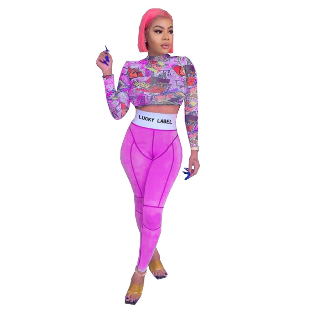 Sexy Printed Slim Fit Yoga Wear Women's Sets Pants Clothes Sets Women Set Women Clothing