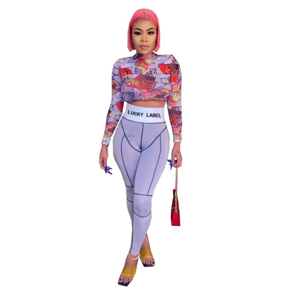 Sexy Printed Slim Fit Yoga Wear Women's Sets Pants Clothes Sets Women Set Women Clothing
