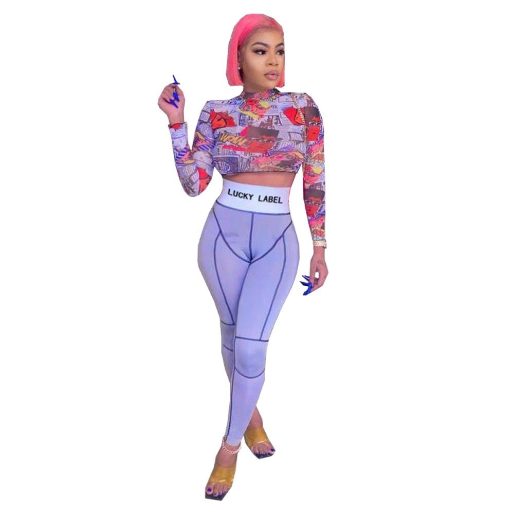 Sexy Printed Slim Fit Yoga Wear Women's Sets Pants Clothes Sets Women Set Women Clothing