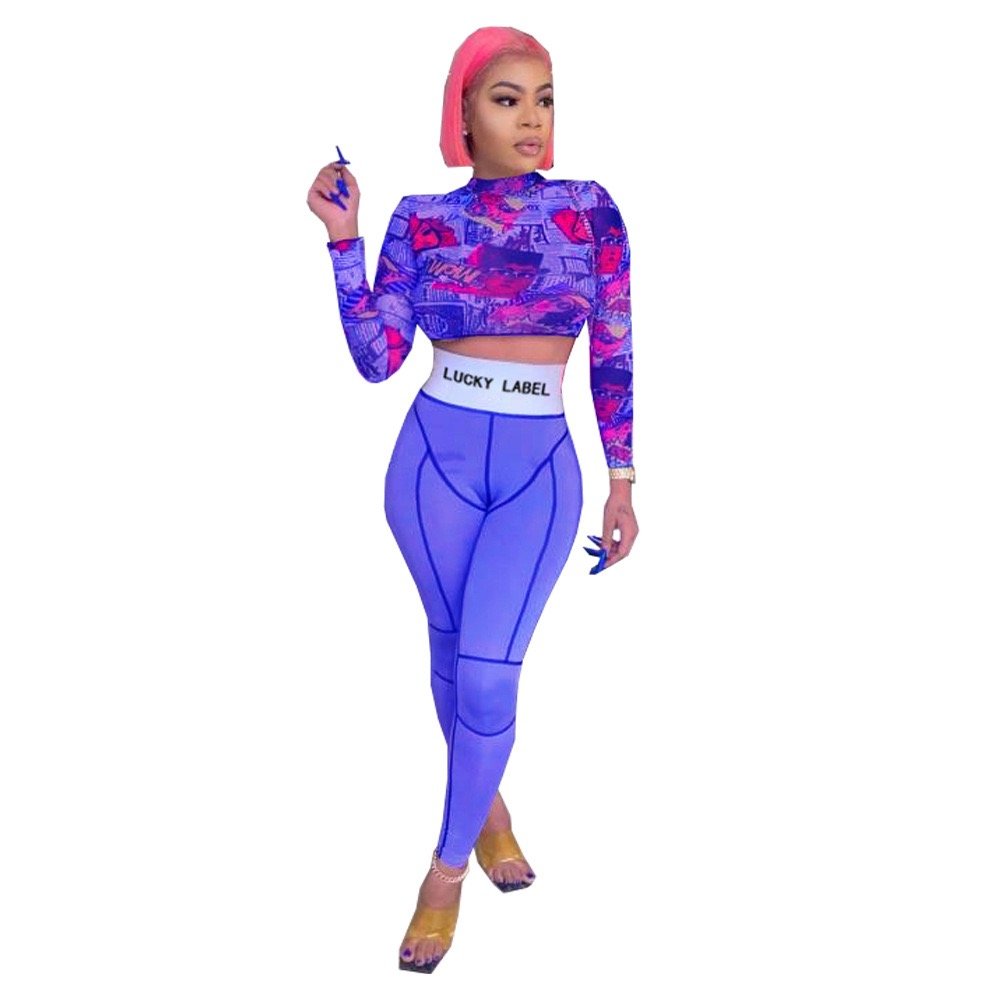 Sexy Printed Slim Fit Yoga Wear Women's Sets Pants Clothes Sets Women Set Women Clothing