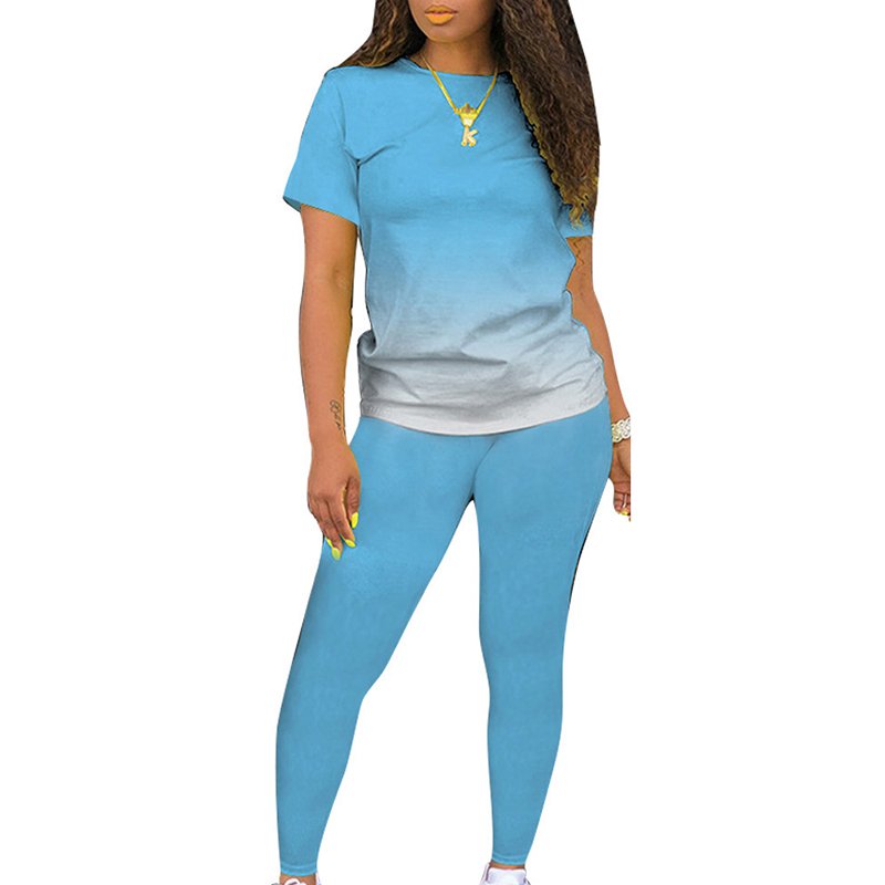 Hot Sell Short Sleeve Women Sportswear Set Two Piece Set Custom Logo Plus Size Tracksuits Outfits 2 Piece Set Sports Jogger
