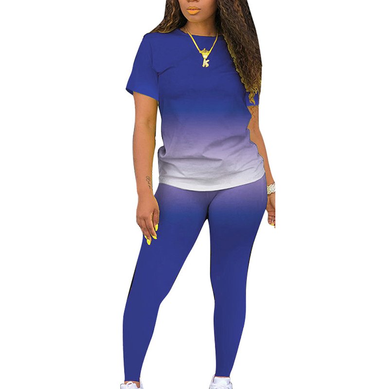 Hot Sell Short Sleeve Women Sportswear Set Two Piece Set Custom Logo Plus Size Tracksuits Outfits 2 Piece Set Sports Jogger