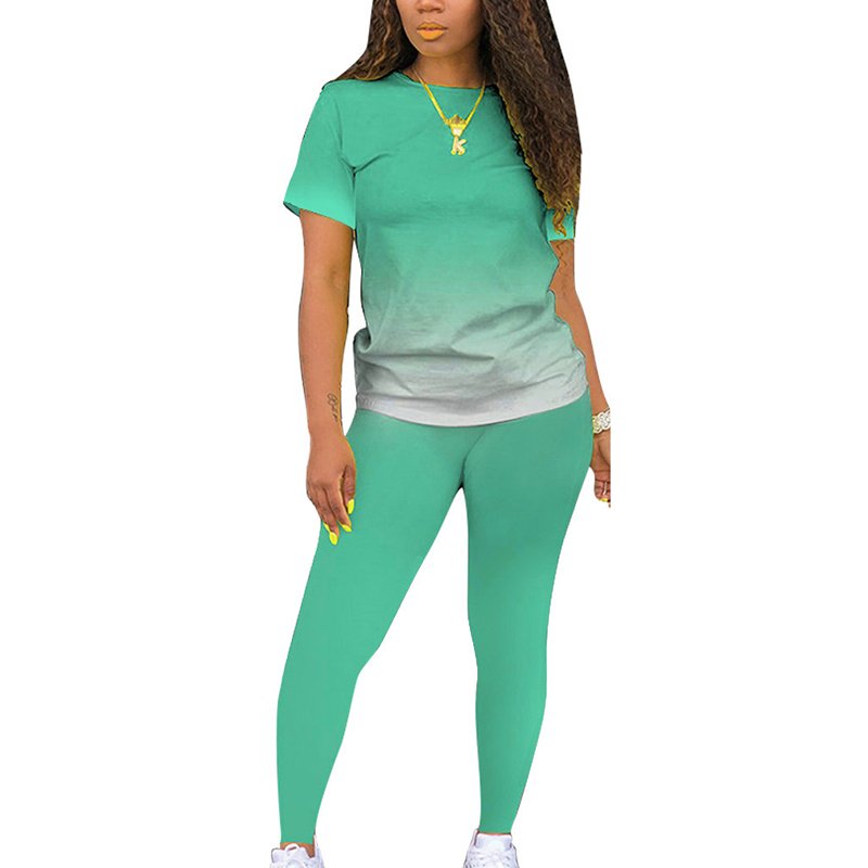 Hot Sell Short Sleeve Women Sportswear Set Two Piece Set Custom Logo Plus Size Tracksuits Outfits 2 Piece Set Sports Jogger