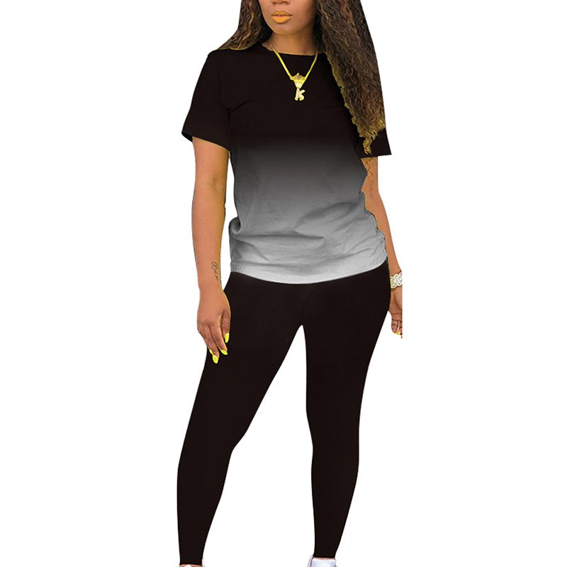 Hot Sell Short Sleeve Women Sportswear Set Two Piece Set Custom Logo Plus Size Tracksuits Outfits 2 Piece Set Sports Jogger