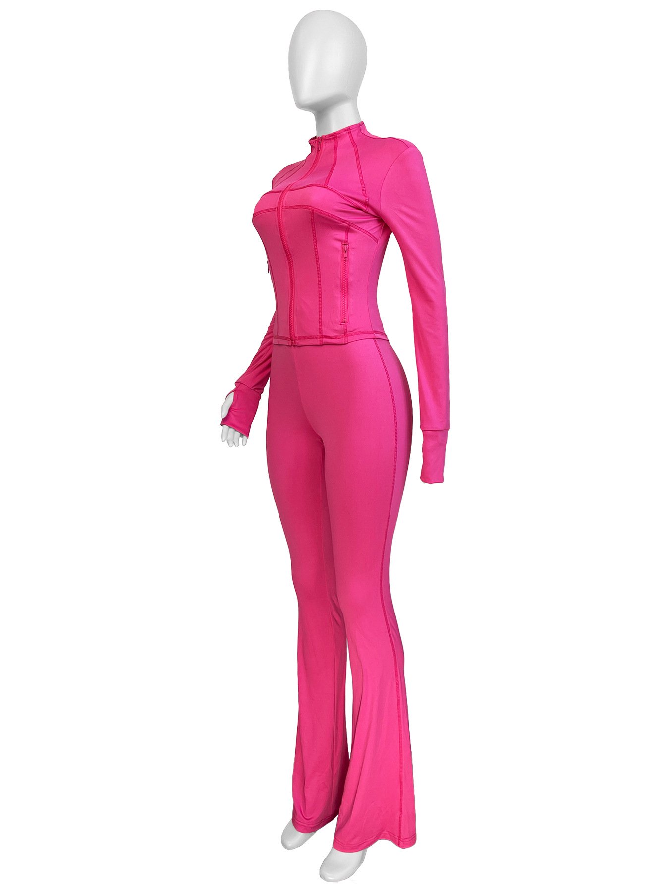 Clothing Manufacturers 2024 Fall Womens 2 Piece Yoga Tracksuit Set Long Sleeve Zipper Tops With Bell Sweatpants Women's Sets