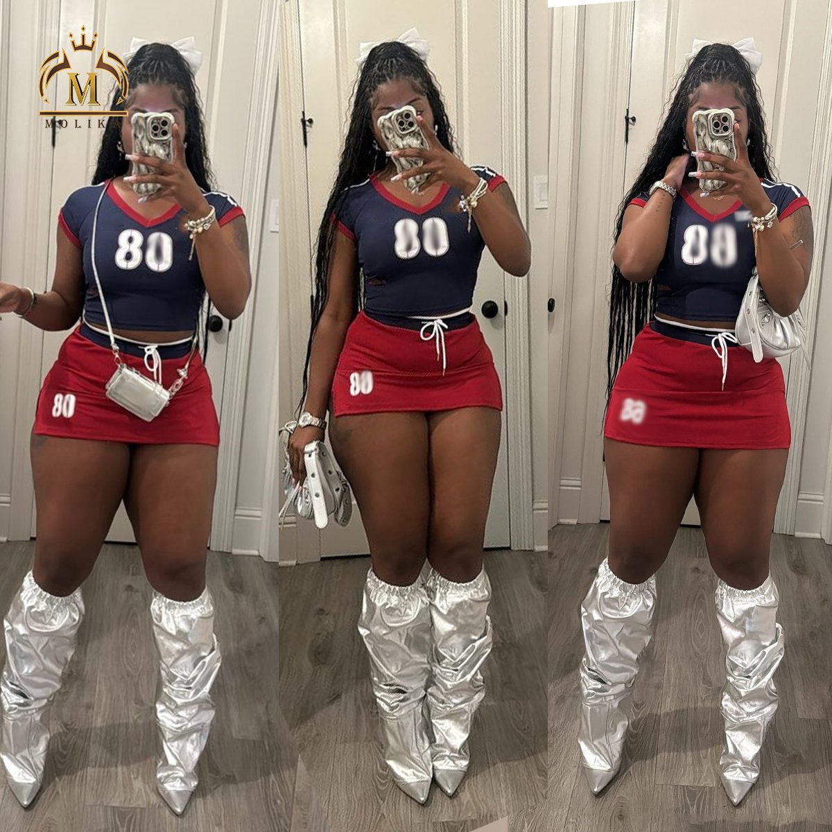 New Trendy Women Cute Sets Print Jersey Shirts Crop + Skirt Shorts 2 Piece Sets Girls Y2K Two Piece Jersey Shorts Sets For Women