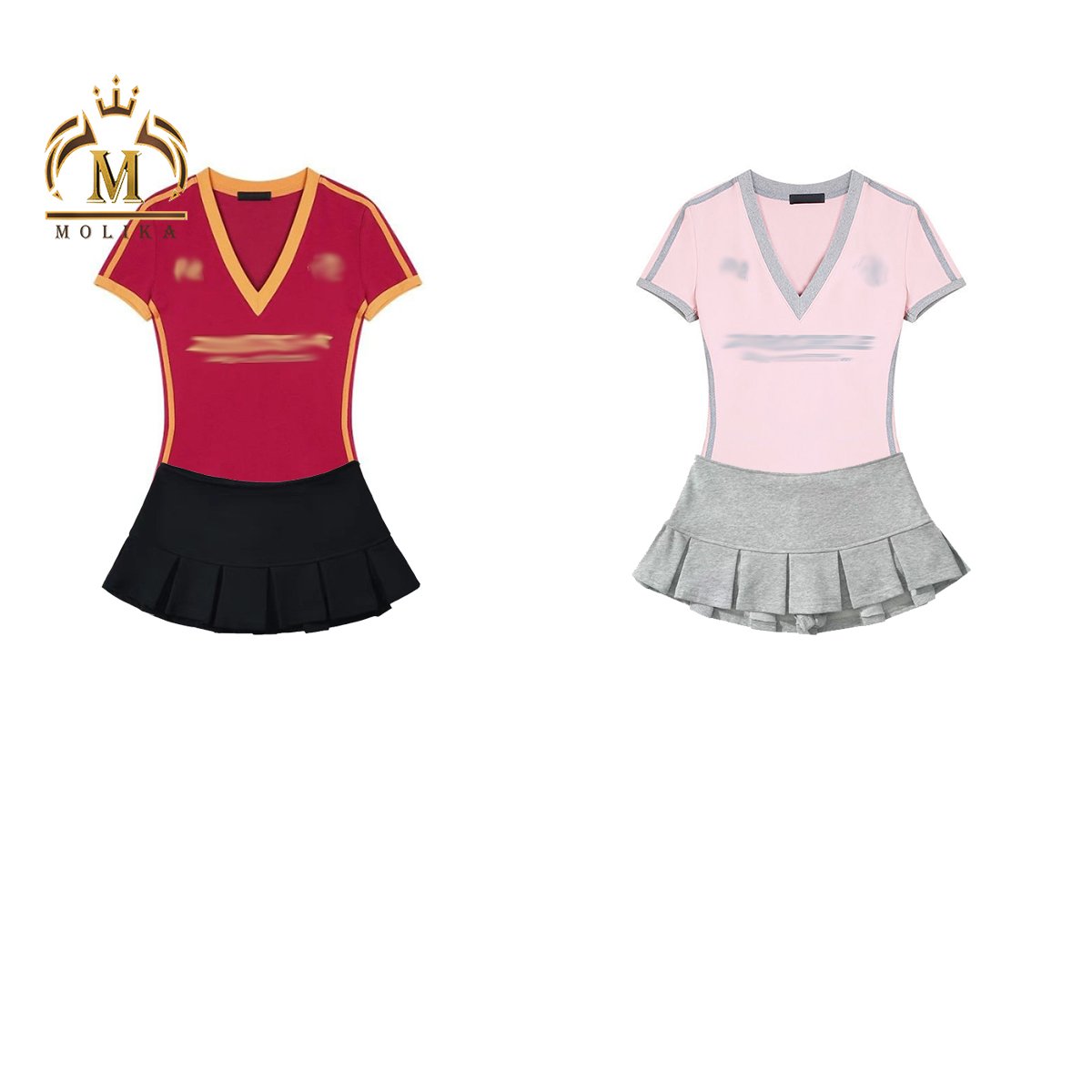 New Trendy Women Cute Sets Print Jersey Shirts Crop + Skirt Shorts 2 Piece Sets Girls Y2K Two Piece Jersey Shorts Sets For Women