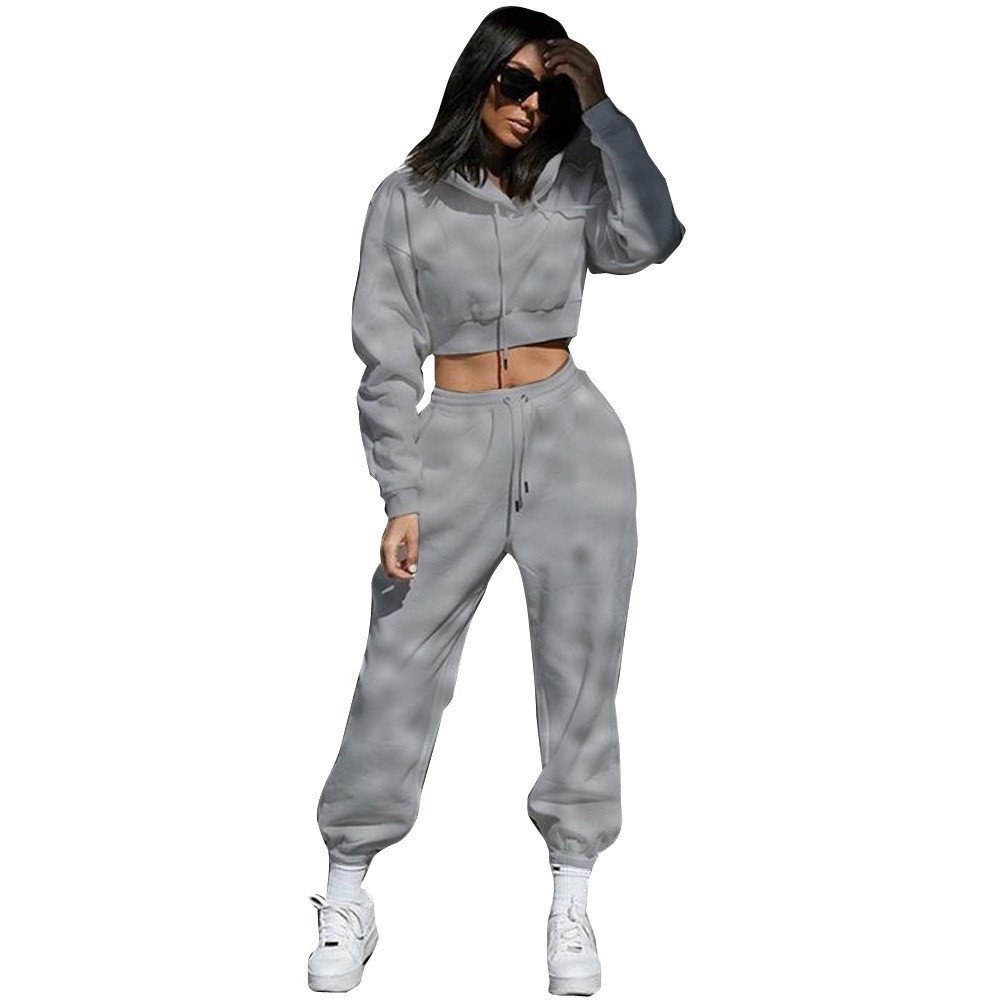 2024 New Boxy Sports Blank Pullover Outfits Plain Custom Sublimation Logo Gym Short Hoodie Sweatshirt Plus Size Women'S Sets