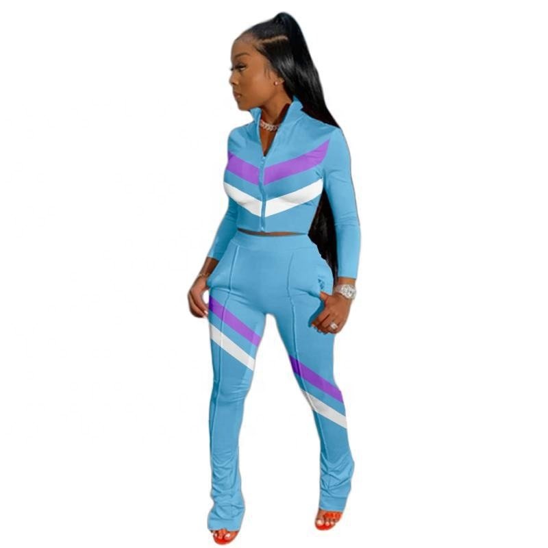 S-4XL New arrived custom logo Fall Splice Casual Ladies Jogging Suit Tracksuit yoga Two Piece suit Women's Clothing