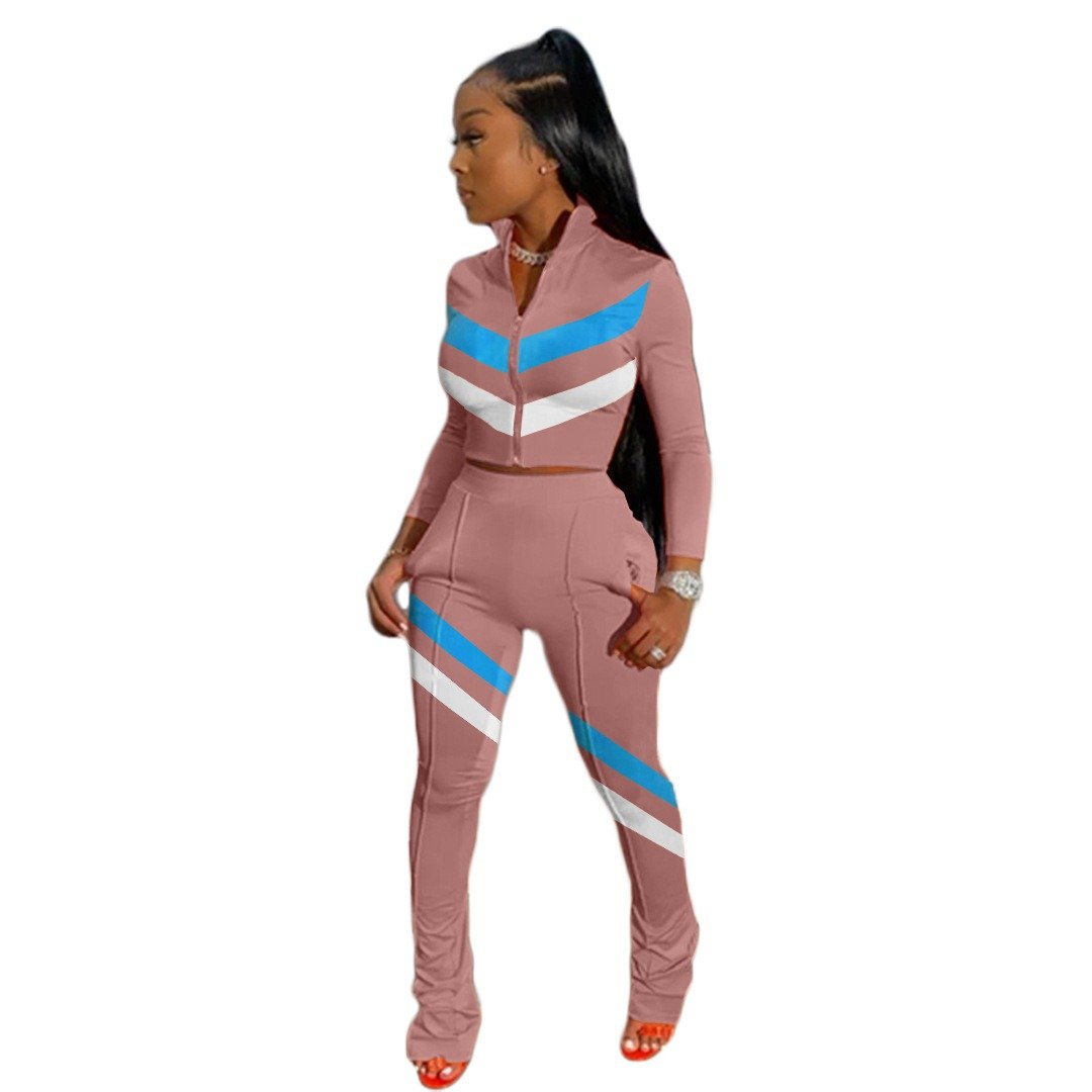 S-4XL New arrived custom logo Fall Splice Casual Ladies Jogging Suit Tracksuit yoga Two Piece suit Women's Clothing