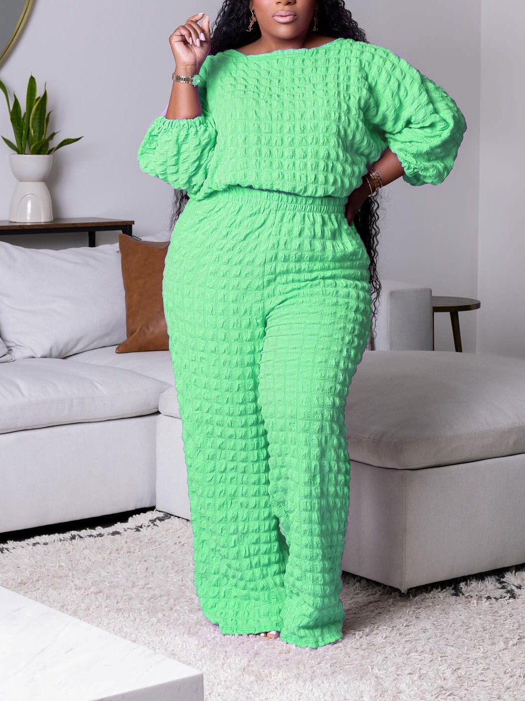 Long Sleeve Jogger Pants Set Autumn Winter Warm 2 Piece Set Plus Size Women Two Piece Outfits