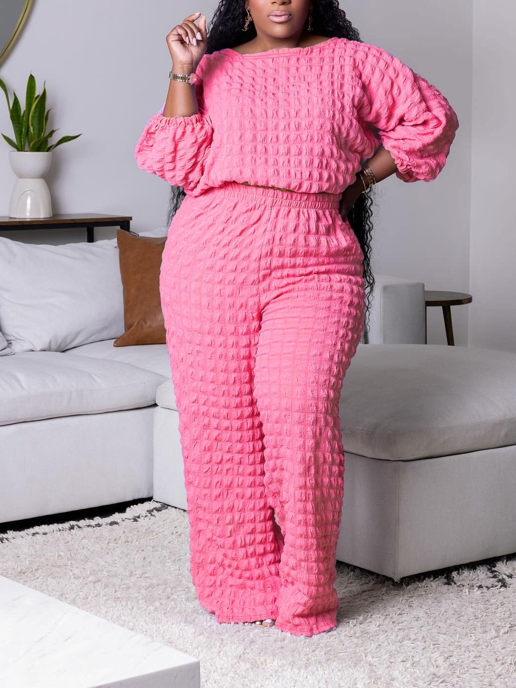 Long Sleeve Jogger Pants Set Autumn Winter Warm 2 Piece Set Plus Size Women Two Piece Outfits