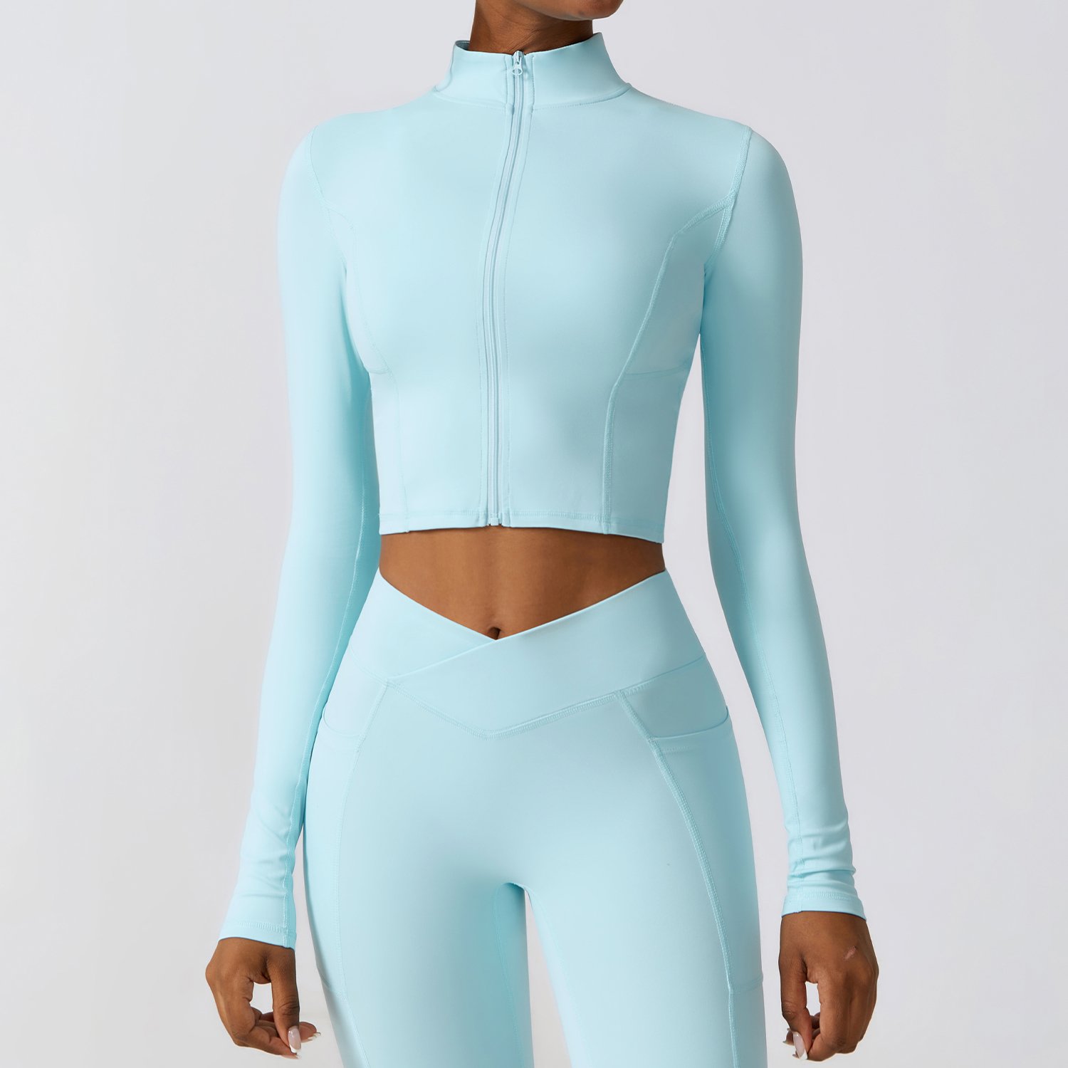 Factory Activewear Girl's Clothing Light Weight 3-Piece Bra Jacket With Zipper Crunch Leggings Tennis Wear Fitness Yoga Wear