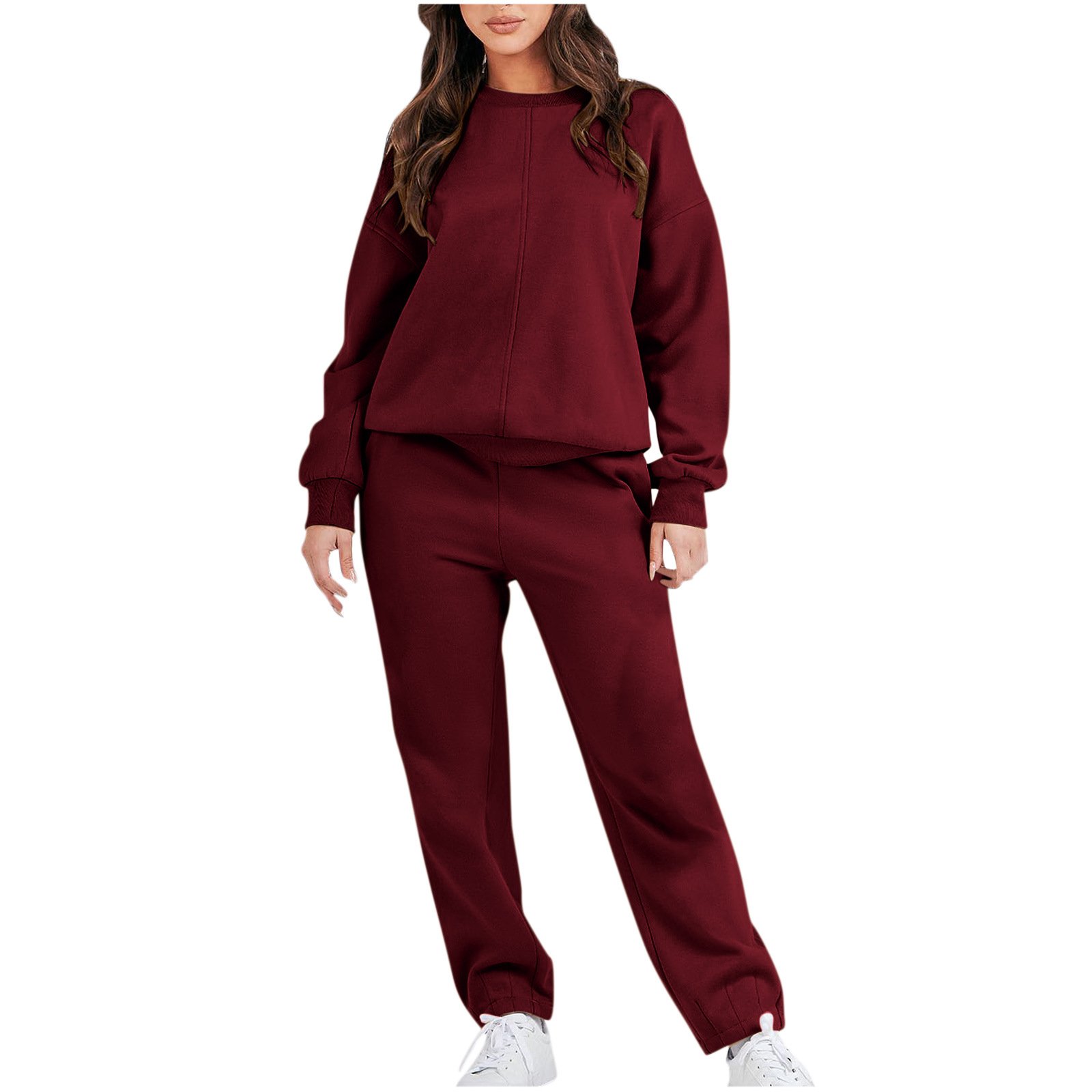 Hot Sell Plus Size Blank Sports Crewneck Pullover Custom Logo Autumn Winter Gym Sexy Tracksuits 2 Piece Elegant Women'S Sets