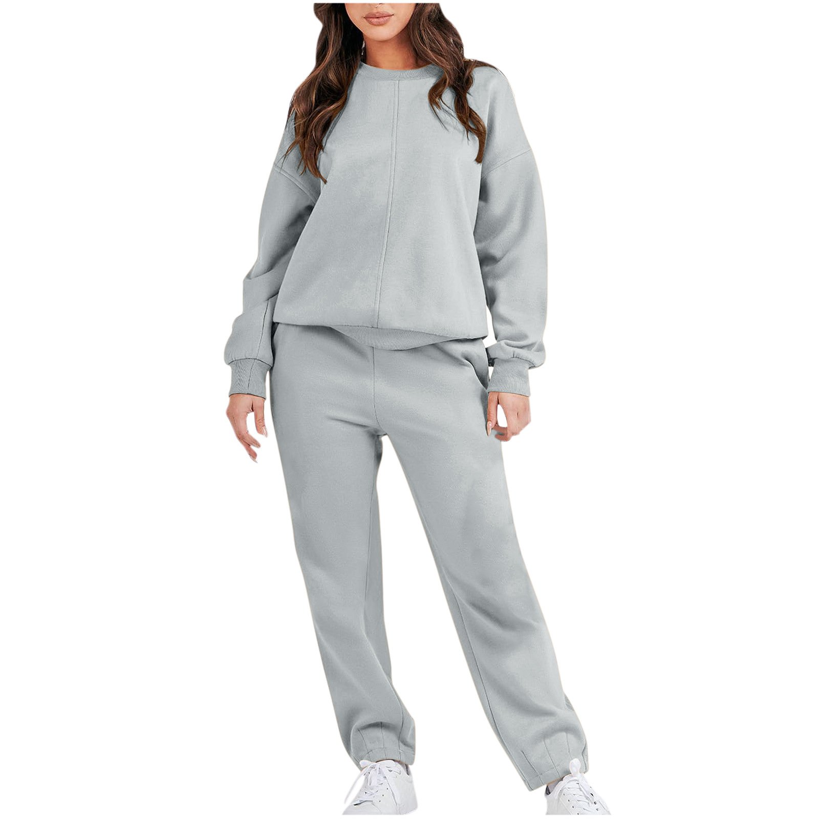 Hot Sell Plus Size Blank Sports Crewneck Pullover Custom Logo Autumn Winter Gym Sexy Tracksuits 2 Piece Elegant Women'S Sets